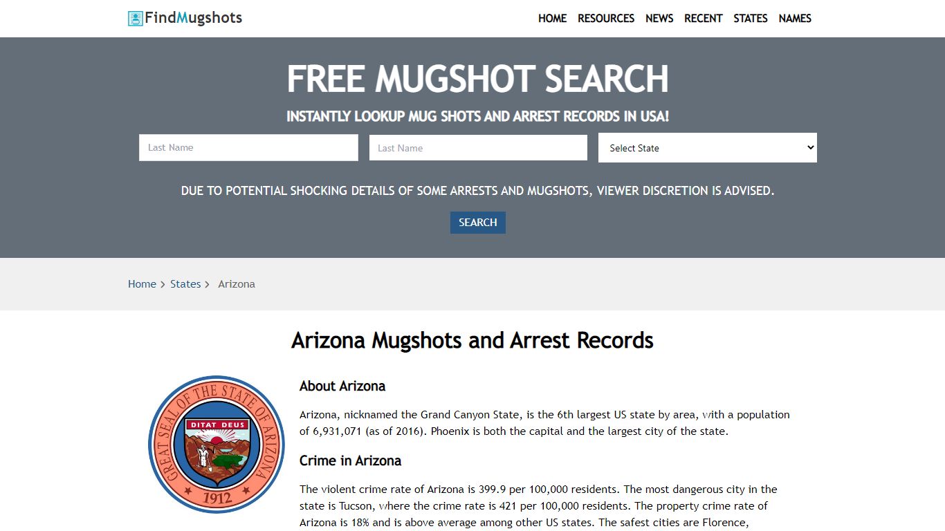 Find Arizona Mugshots - Find Mugshots